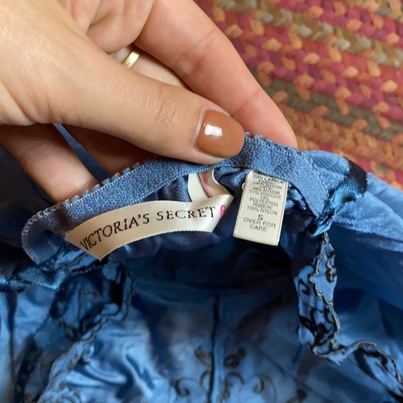 SOLD 90s VINTAGE VICTORIAS SECRET BLUE LINGERIE SLIP DRESS - Picture 4 of 6